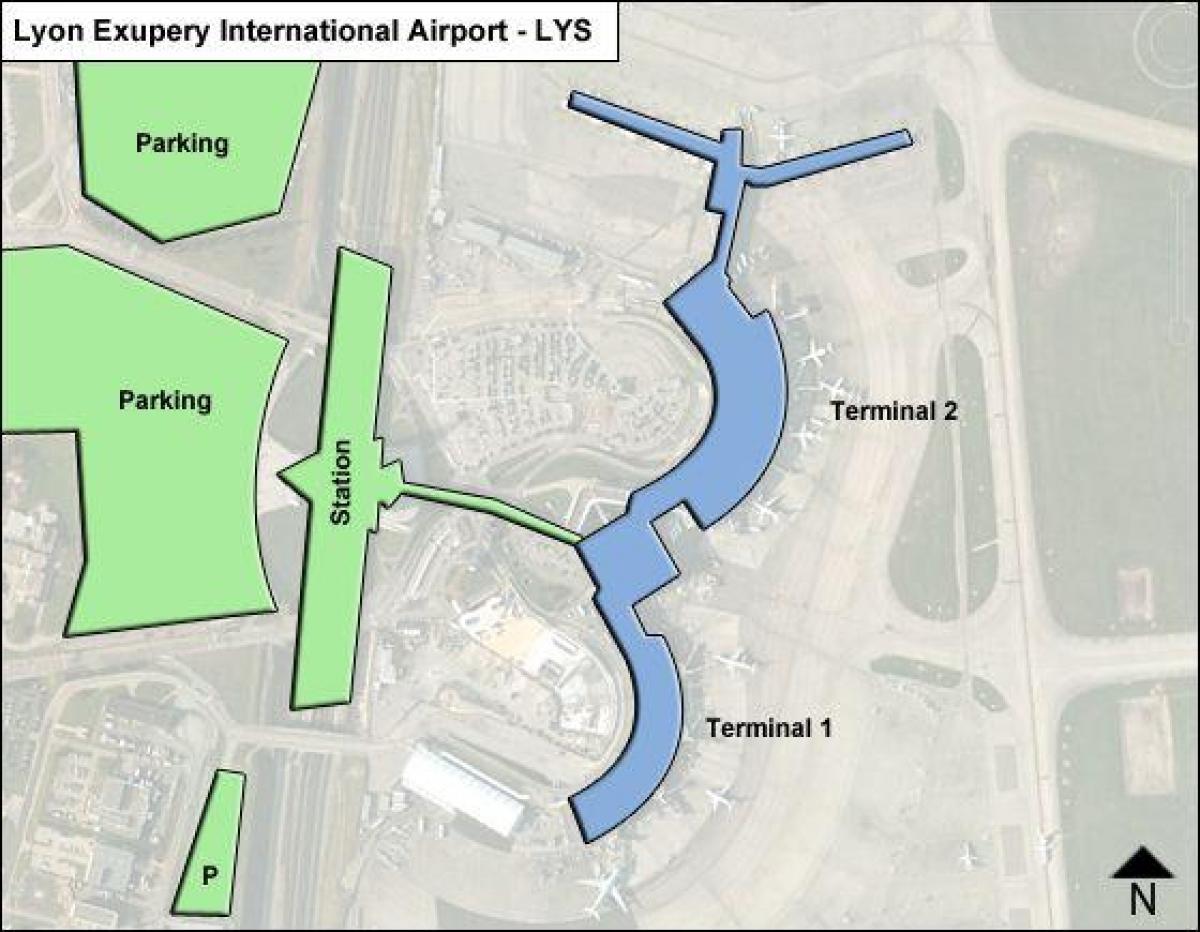 Kart av Lyon airport terminal