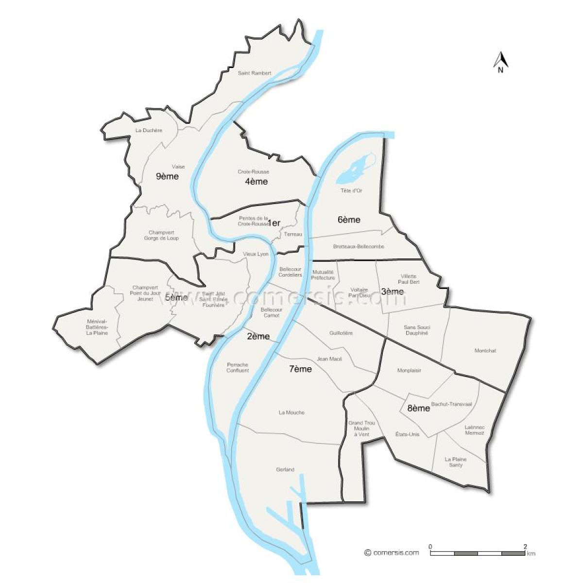 kart av Lyon paris