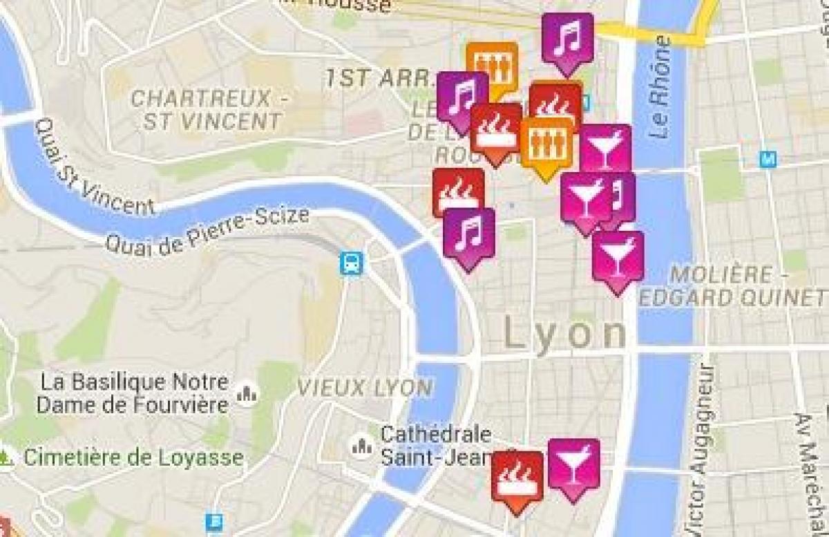 kart av homofile Lyon