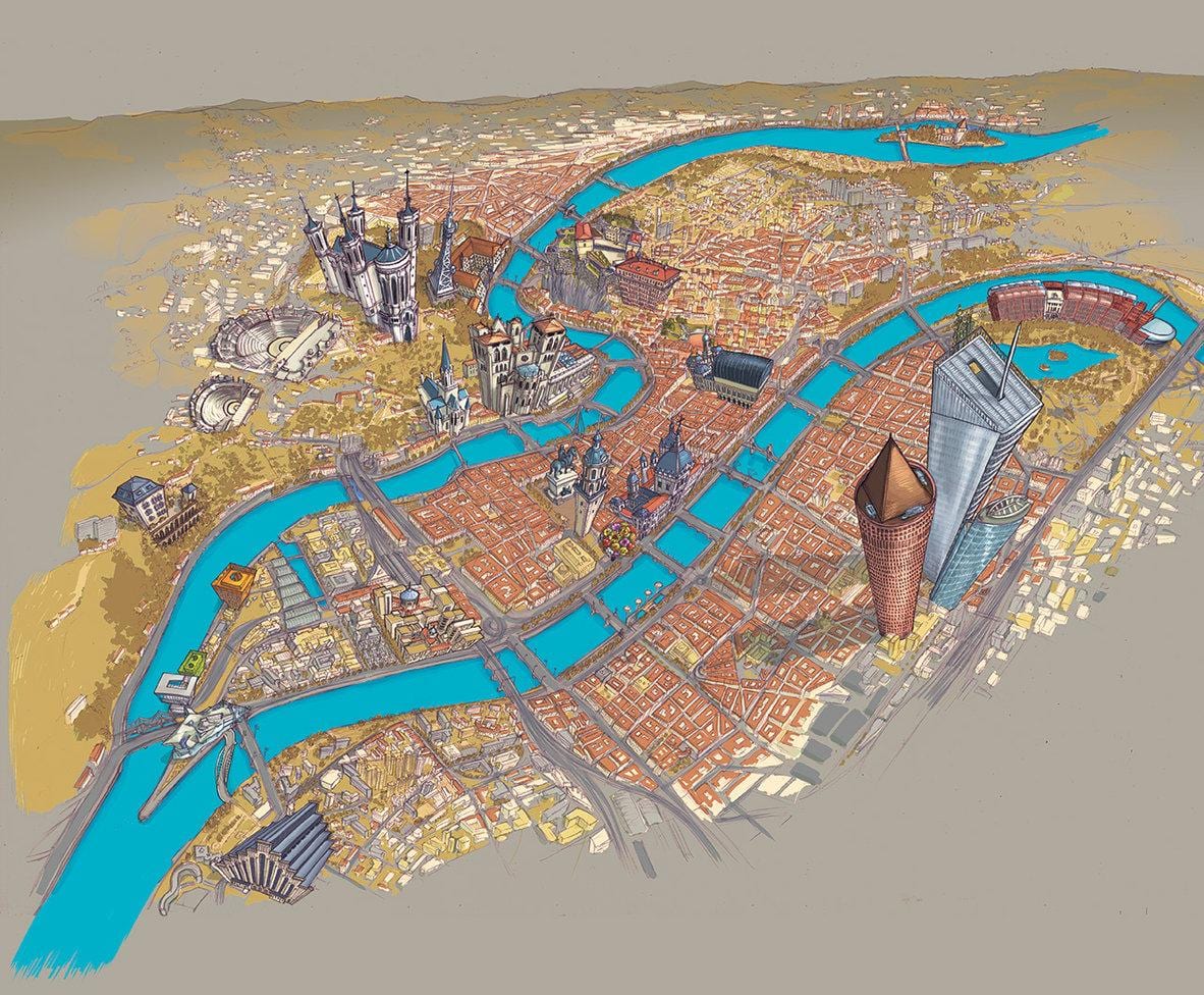 kart av Lyon båt