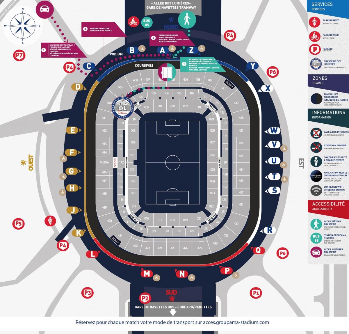 kart av Lyon stadion