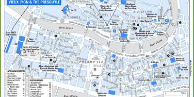 Kart av gamlebyen i Lyon, frankrike