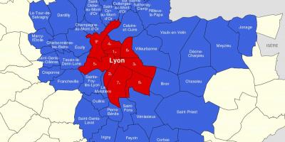 Kart av Lyon-området