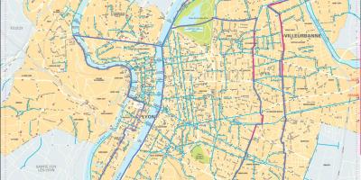 Kart av Lyon sykkel